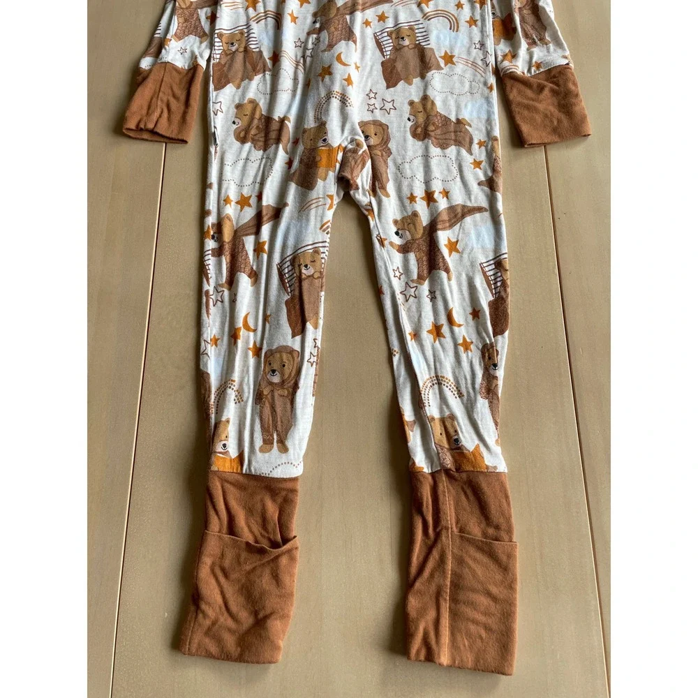 Little Sleepies Bamboo Teddy Bear Foldover Sleeper Footie PJs Pajamas Romper